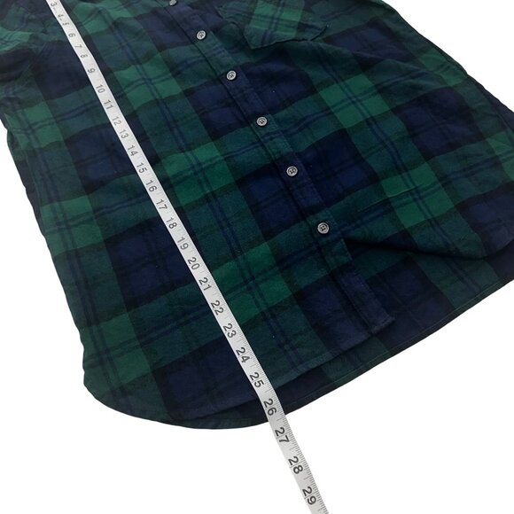 Old Navy Womens Green & Navy Plaid The Classic Fit Button-Up Flannel Shirt SZ M - Picture 5 of 11